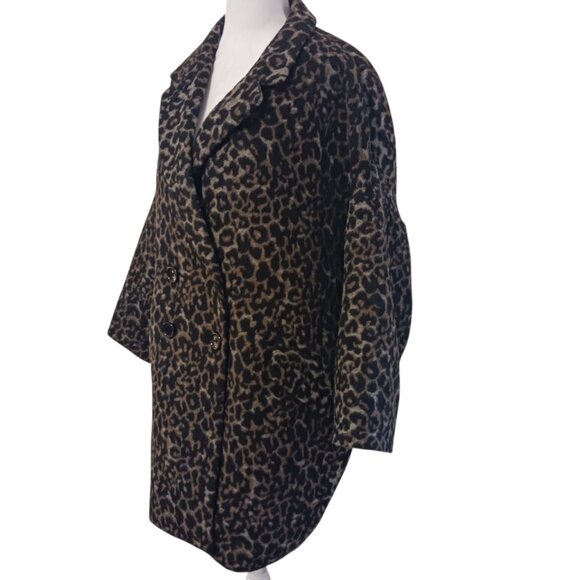 Coach Leopard Print Oversized Coat Size Large, Luxury, Wool Blend, Elevated - Picture 4 of 16